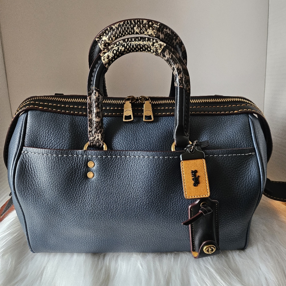 ✨ Coach 1941 Collection ROGUE Satchel in Denim Blue with Genuine Snake Trim